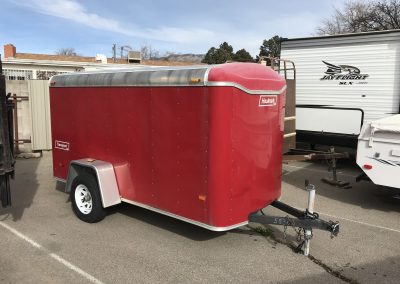 Full view of red trailer